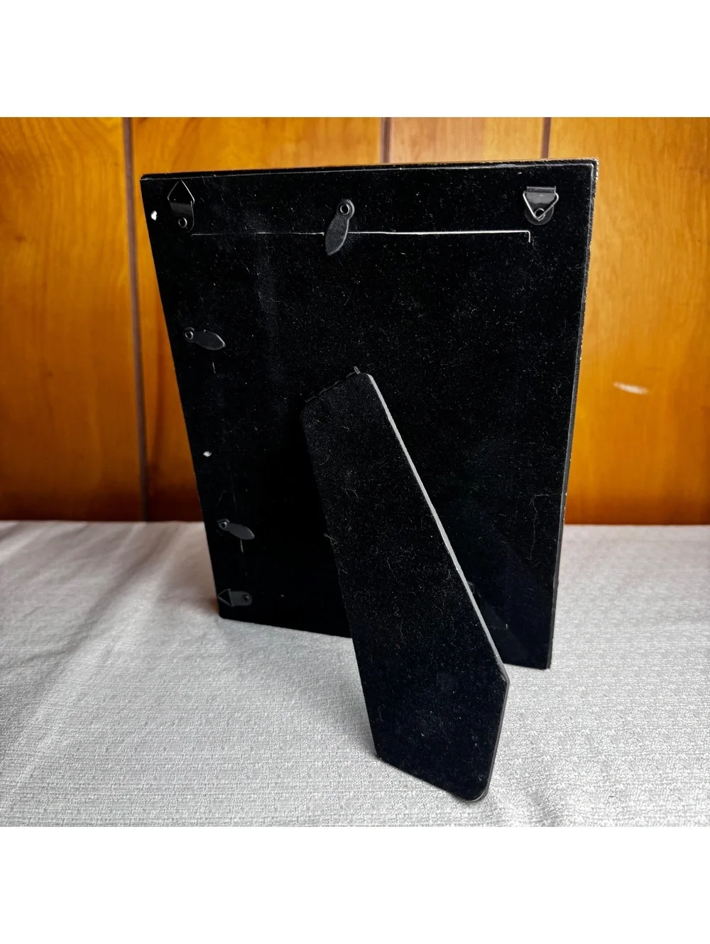Vintage 5x7 Textured Silver Tone Photo Frame Distressed Black Gold Easel Back